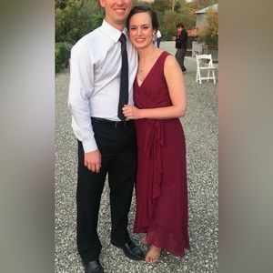 Violets & Roses maroon size 0 high/low bridesmaids dress